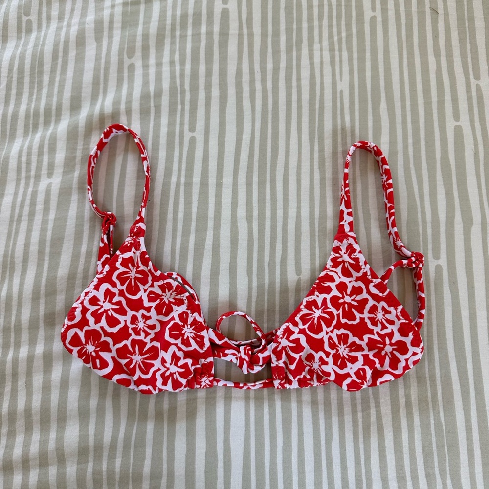 pacsun red flower bikini top